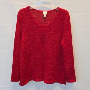 Chico's Vibrant Red Loose knit V-neck Sweater